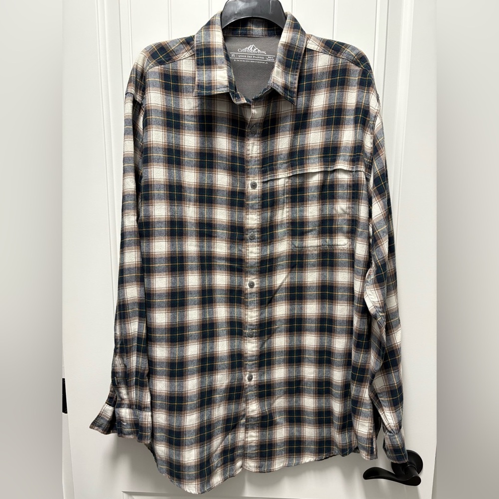 Croft & Barrow Green and Brown Plaid Flannel Shirt